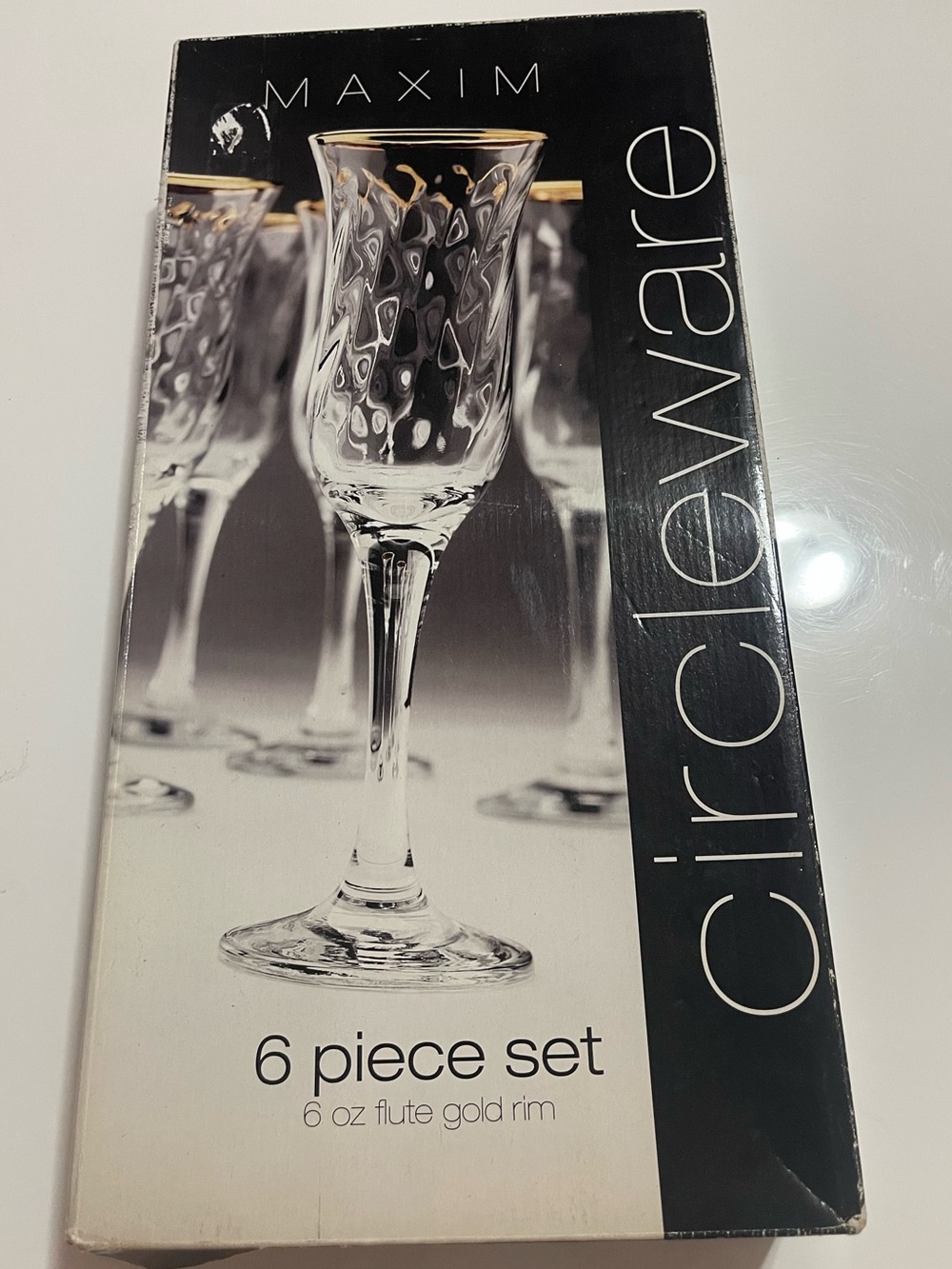 Maxim Circleware Gold-Rim Flute Glasses - Clear (6 Piece Set)